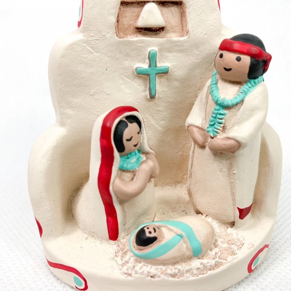 Vintage, Clay Sculpture, Native Southwest Nativity Ornament signed Teissedre - Picture 2 of 7